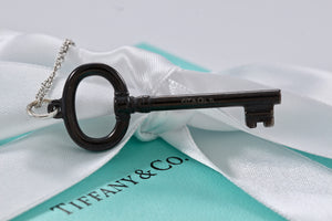 Tiffany & Co. Silver & Titanium Oval Key Pendant Necklace