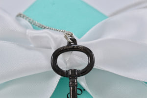 Tiffany & Co. Silver & Titanium Oval Key Pendant Necklace