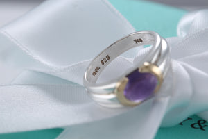 Tiffany & Co. 18K Gold & Silver Amethyst Stone Ring