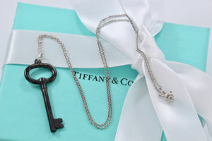 Tiffany & Co. Silver & Titanium Oval Key Pendant Necklace