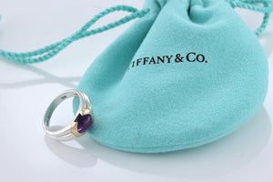 Tiffany & Co. 18K Gold & Silver Amethyst Stone Ring