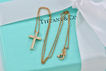 Load image into Gallery viewer, Tiffany &amp; Co. 18K Yellow Gold Diamond Cross Pendant 16&quot; Necklace
