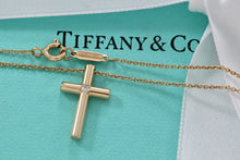 Load image into Gallery viewer, Tiffany &amp; Co. 18K Yellow Gold Diamond Cross Pendant 16&quot; Necklace
