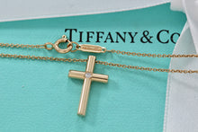 Load image into Gallery viewer, Tiffany &amp; Co. 18K Yellow Gold Diamond Cross Pendant 16&quot; Necklace
