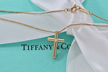 Load image into Gallery viewer, Tiffany &amp; Co. 18K Yellow Gold Diamond Cross Pendant 16&quot; Necklace
