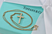 Load image into Gallery viewer, Tiffany &amp; Co. 18K Yellow Gold Diamond Cross Pendant 16&quot; Necklace
