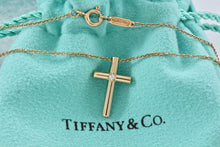 Load image into Gallery viewer, Tiffany &amp; Co. 18K Yellow Gold Diamond Cross Pendant 16&quot; Necklace
