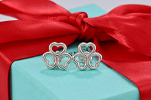 Load image into Gallery viewer, Tiffany &amp; Co. Silver 3 Heart Clover Stud Earrings
