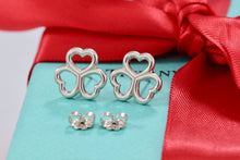 Load image into Gallery viewer, Tiffany &amp; Co. Silver 3 Heart Clover Stud Earrings

