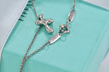 Load image into Gallery viewer, Tiffany &amp; Co. Elsa Peretti Platinum Diamond Bubble Cross Necklace
