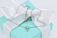 Load image into Gallery viewer, Tiffany &amp; Co. Elsa Peretti Platinum Diamond Bubble Cross Necklace
