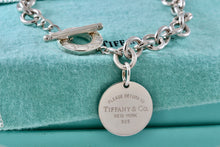 Load image into Gallery viewer, Return To Tiffany &amp; Co. Silver Round Circle Tag Toggle Heavy Link 16&quot; Necklace
