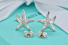 Load image into Gallery viewer, Tiffany &amp; Co. Elsa Peretti Sterling Silver Diamond Starfish Stud Earrings
