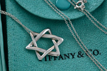 Load image into Gallery viewer, Tiffany &amp; Co. Elsa Peretti Silver Large Weave Star of David Pendant 28&quot; Necklace
