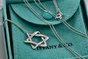 Tiffany & Co. Elsa Peretti Silver Large Weave Star of David Pendant 28" Necklace
