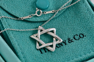 Tiffany & Co. Elsa Peretti Silver Large Weave Star of David Pendant 28" Necklace