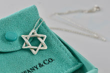 Load image into Gallery viewer, Tiffany &amp; Co. Elsa Peretti Silver Large Weave Star of David Pendant 28&quot; Necklace
