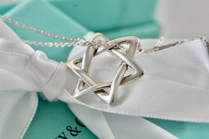 Tiffany & Co. Elsa Peretti Silver Large Weave Star of David Pendant 28" Necklace