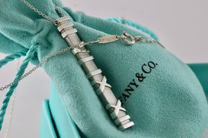 Tiffany & Co. Silver Atlas Roman Numeral Numbers Bar Pendant 17" Necklace