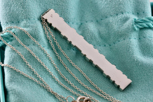 Tiffany & Co. Silver Atlas Roman Numeral Numbers Bar Pendant 17" Necklace