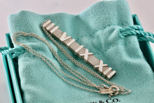 Load image into Gallery viewer, Tiffany &amp; Co. Silver Atlas Roman Numeral Numbers Bar Pendant 17&quot; Necklace
