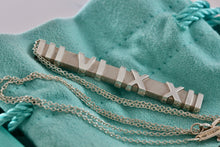 Load image into Gallery viewer, Tiffany &amp; Co. Silver Atlas Roman Numeral Numbers Bar Pendant 17&quot; Necklace
