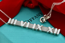 Load image into Gallery viewer, Tiffany &amp; Co. Silver Atlas Roman Numeral Numbers Bar Pendant 17&quot; Necklace
