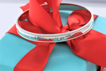 Load image into Gallery viewer, Tiffany &amp; Co. Silver Yours &#39;&#39;Love Makes The World Go Round&#39;&#39; Beaded Edge Bangle Bracelet
