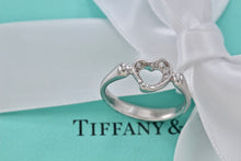 Load image into Gallery viewer, Tiffany &amp; Co. Elsa Peretti Platinum Diamond Mini Open Heart Ring
