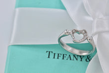 Load image into Gallery viewer, Tiffany &amp; Co. Elsa Peretti Platinum Diamond Mini Open Heart Ring
