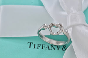 Tiffany & Co. Elsa Peretti Platinum Diamond Mini Open Heart Ring