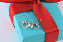 Load image into Gallery viewer, Tiffany &amp; Co. Silver Geometric Heart Dangle Hook Earrings
