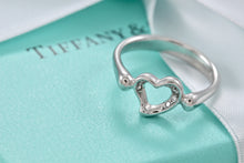 Load image into Gallery viewer, Tiffany &amp; Co. Elsa Peretti Platinum Diamond Mini Open Heart Ring
