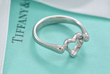 Load image into Gallery viewer, Tiffany &amp; Co. Elsa Peretti Platinum Diamond Mini Open Heart Ring
