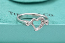 Load image into Gallery viewer, Tiffany &amp; Co. Elsa Peretti Platinum Diamond Mini Open Heart Ring
