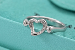 Tiffany & Co. Elsa Peretti Platinum Diamond Mini Open Heart Ring