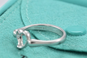 Tiffany & Co. Elsa Peretti Platinum Diamond Mini Open Heart Ring