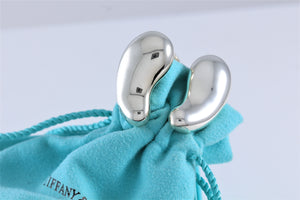 Tiffany & Co. Elsa Peretti Sterling Silver LARGE Lima Bean Clip On Earrings