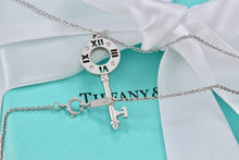 Load image into Gallery viewer, Tiffany &amp; Co. Atlas 18K White Gold 4 Diamond Circle Key Pendant Necklace
