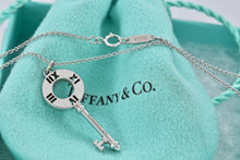 Load image into Gallery viewer, Tiffany &amp; Co. Atlas 18K White Gold 4 Diamond Circle Key Pendant Necklace
