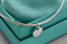 Load image into Gallery viewer, Tiffany &amp; Co. Silver Small Heart Dangle Bangle Bracelet *Custom*
