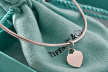 Load image into Gallery viewer, Tiffany &amp; Co. Silver Small Heart Dangle Bangle Bracelet *Custom*
