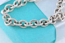 Load image into Gallery viewer, Tiffany &amp; Co. Silver Blue Enamel Large Keyhole Heart Charm Bracelet
