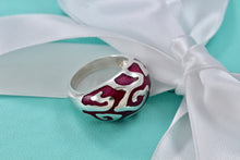 Load image into Gallery viewer, Sterling Silver Purple Enamel Inlay Designer DB Signed Dome Ring Size 7.5
