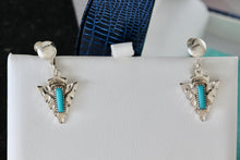 Load image into Gallery viewer, Vintage Native American Silver Turquoise Bar Arrowhead Screw-back Earrings
