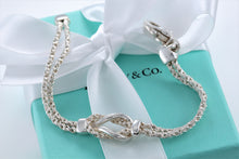 Load image into Gallery viewer, Tiffany &amp; Co. Silver Double Rope Love Knot 7.5&quot; Bracelet
