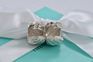 Tiffany & Co. Silver Atlas Groove Stripe Wide Hoop Clip on Earrings