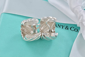 Tiffany & Co. Silver Atlas Groove Stripe Wide Hoop Clip on Earrings