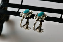 Load image into Gallery viewer, Vintage Native American &quot;Sterling By Bell&quot; Silver Turquoise Screw-back Earrings
