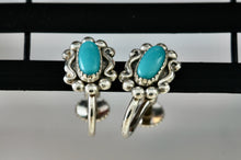 Load image into Gallery viewer, Vintage Native American &quot;Sterling By Bell&quot; Silver Turquoise Screw-back Earrings
